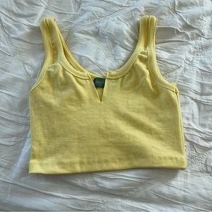 Kaitlyn Boutique Lemon Yellow v cut out tank top